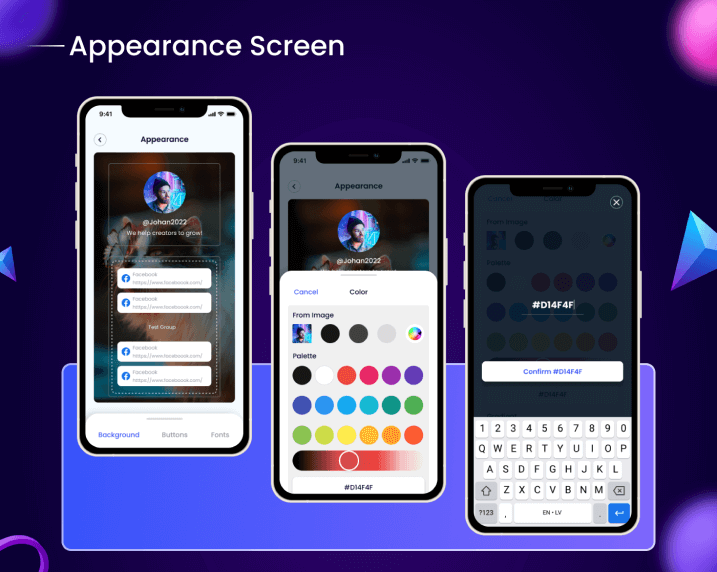 Appearence screen