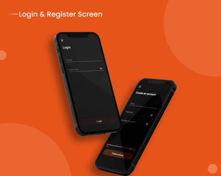 
Login and registration screen